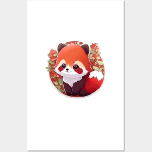 Cute Adorable Red Panda Bear Kawaii Animal Posters and Art